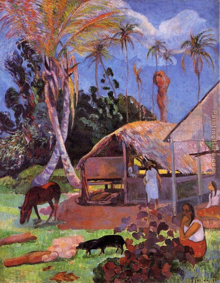 The Black Pigs painting - Paul Gauguin The Black Pigs art painting